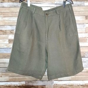 Army Green Linen Shorts